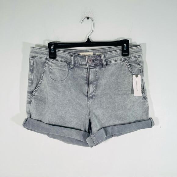 NWT Anthropologie Chino Gray Relaxed Cuffed Hem Shorts 29 New - Picture 1 of 8